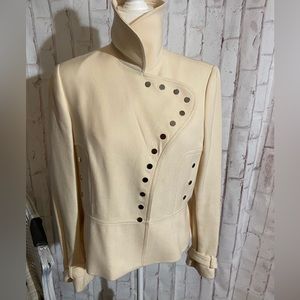 Elie Tahari Cream Wool Moto Jacket